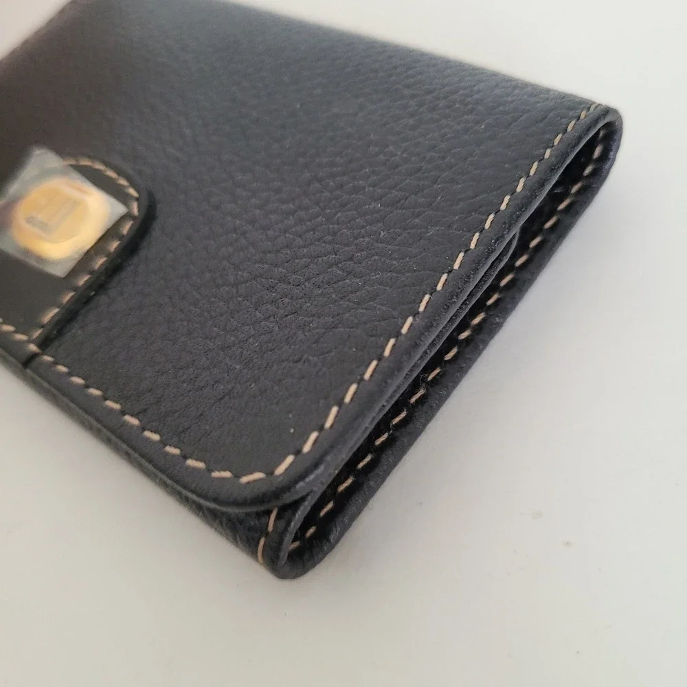 Dunhill Black Pebbled Leather 6 Hook Key Case Gold Tone Hardware Wallet